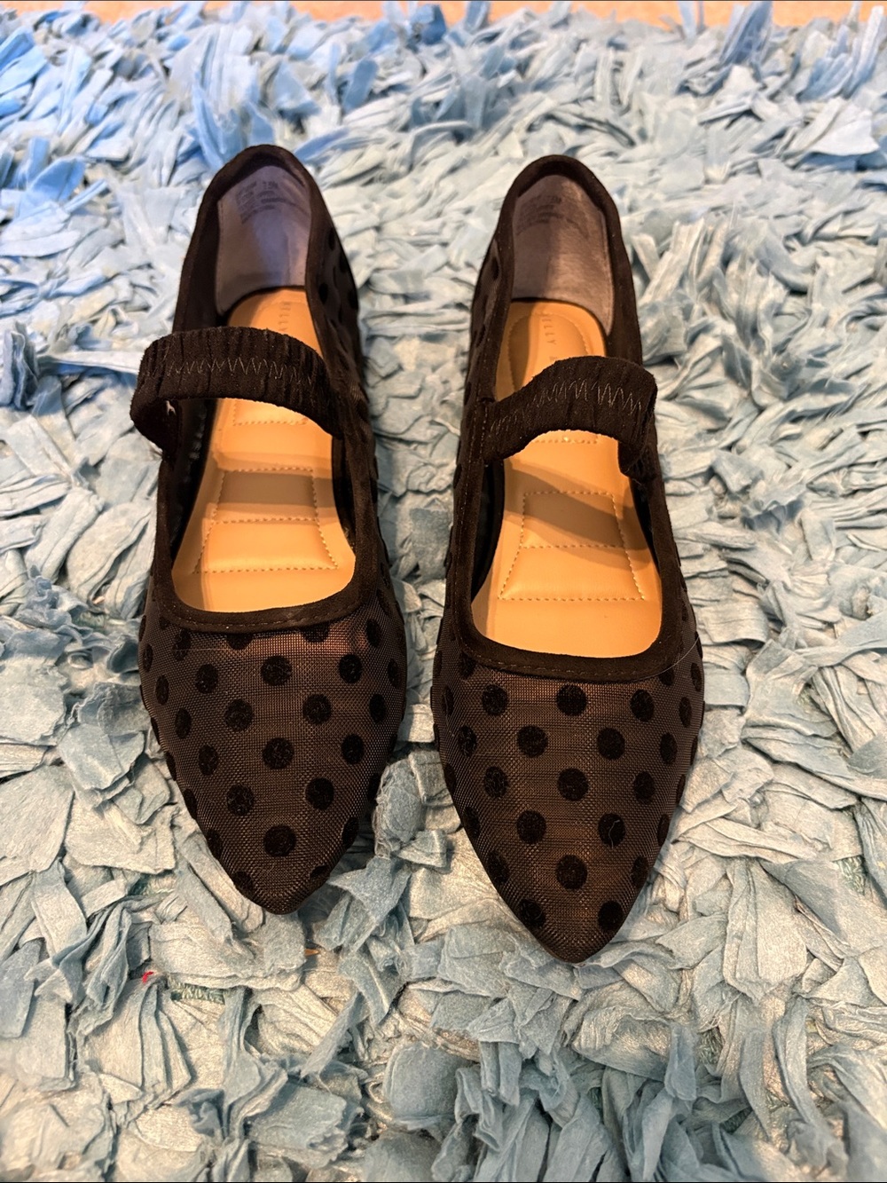 Kelly & Katie Black Polka Dot Pointed Mary Jane Flats - Size 7.5